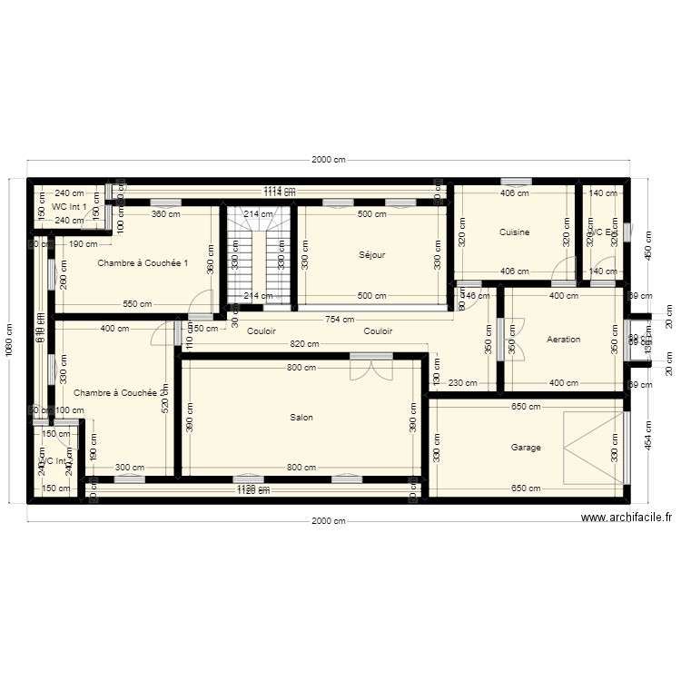 Plan 20 * 10.8 Client Lemrabout . Plan de 15 pièces et 184 m2