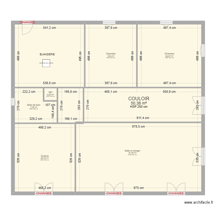 ROUX ALBERT JEANINE. Plan de 13 pièces et 399 m2