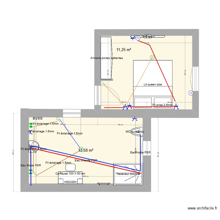 ESSAI. Plan de 2 pièces et 24 m2