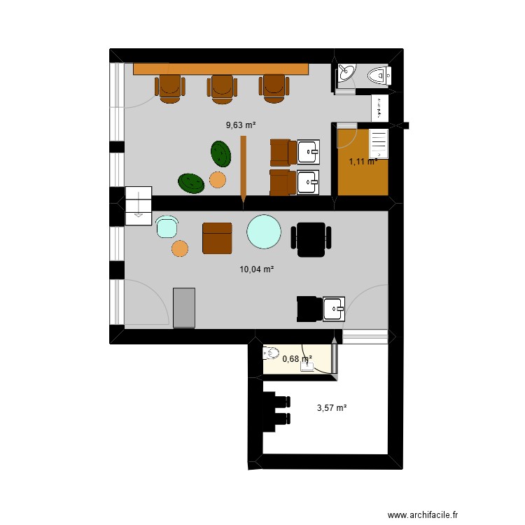 Salon. Plan de 5 pièces et 25 m2