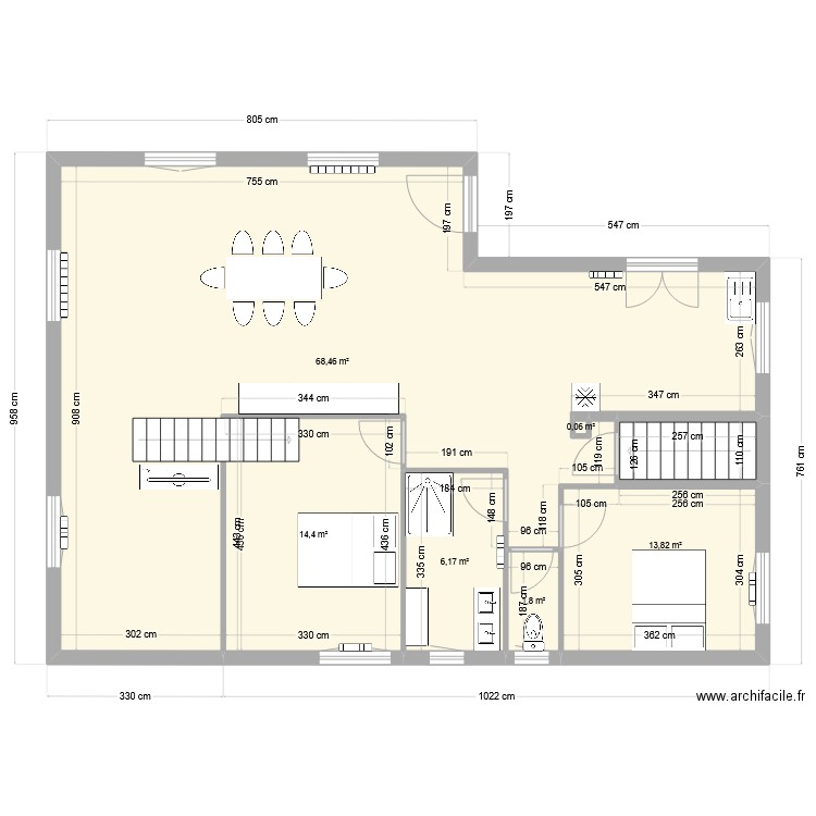 maison 1. Plan de 6 pièces et 105 m2