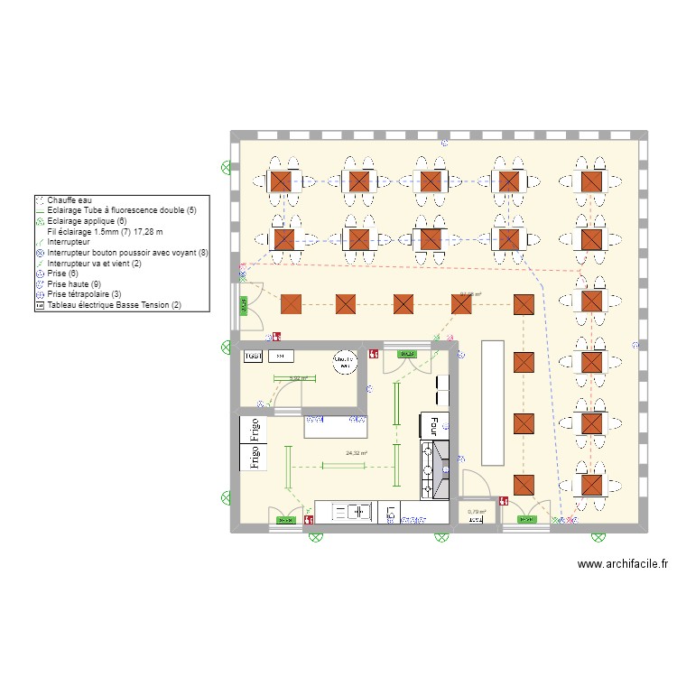 bp elec 2 exam. Plan de 4 pièces et 128 m2