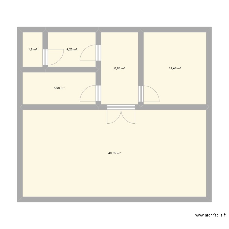 plan_rdc. Plan de 6 pièces et 71 m2