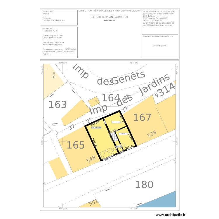 Lamure AC166 - Plan de masse DP2. Plan de 2 pièces et 50 m2