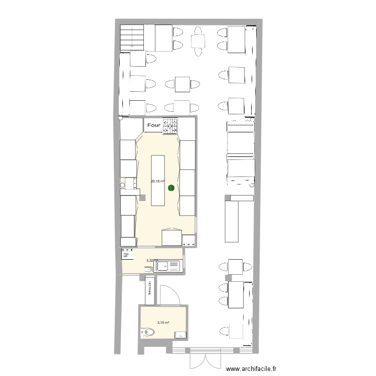 plan vierge pour circuit. Plan de 3 pièces et 27 m2