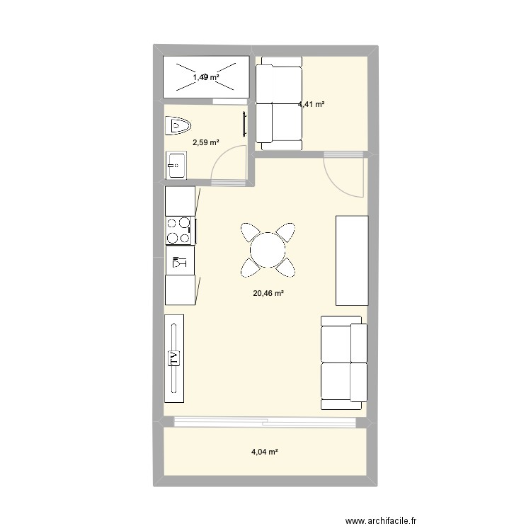 le touquet. Plan de 5 pièces et 33 m2