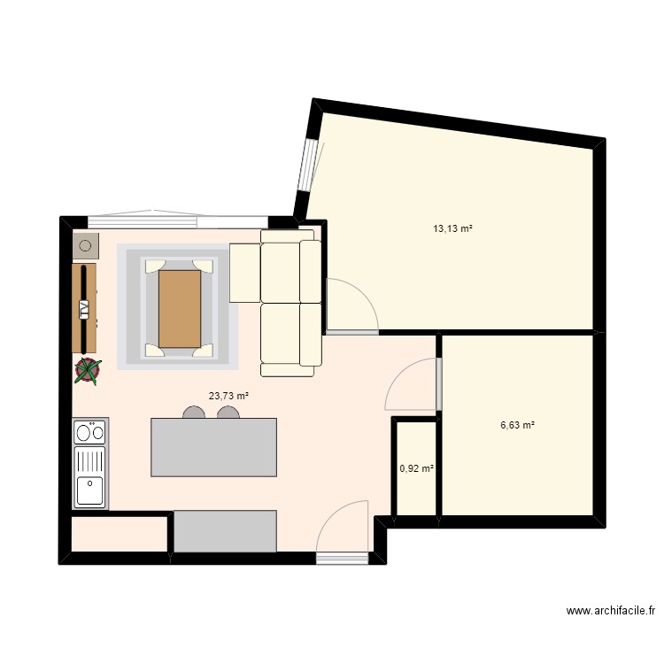 Appartement. Plan de 4 pièces et 44 m2