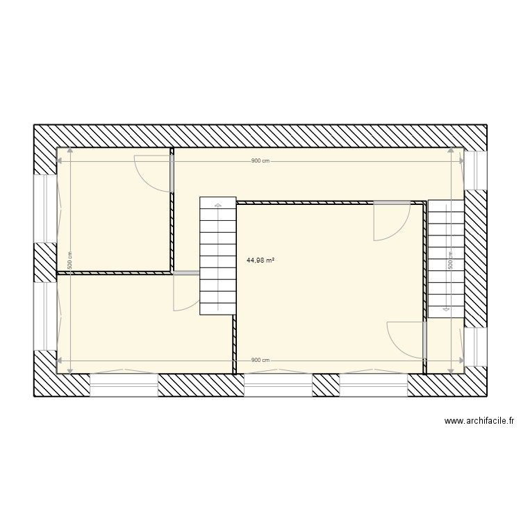 HENNEBONT R+1. Plan de 1 pièce et 45 m2