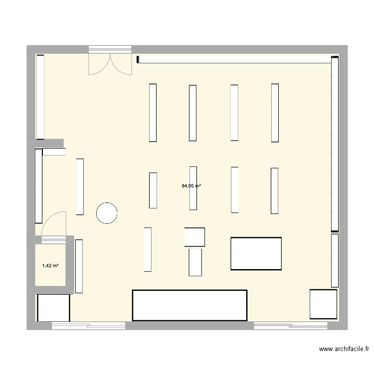 carrefour . Plan de 2 pièces et 85 m2