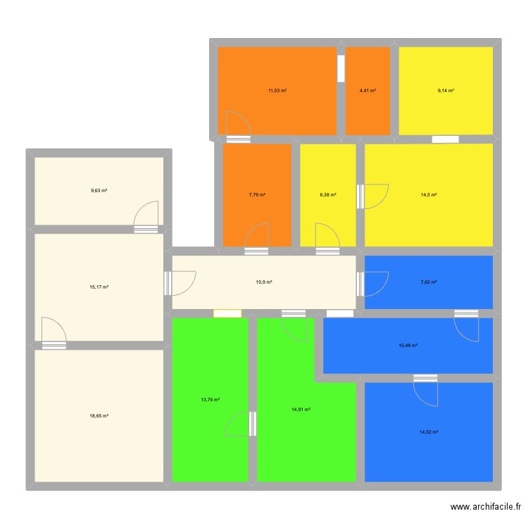 CLIENT V1. Plan de 15 pièces et 169 m2