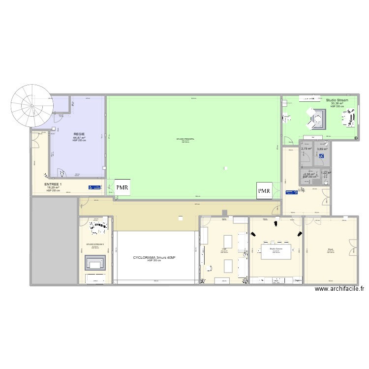 MVS STUDIO STREAM. Plan de 16 pièces et 508 m2