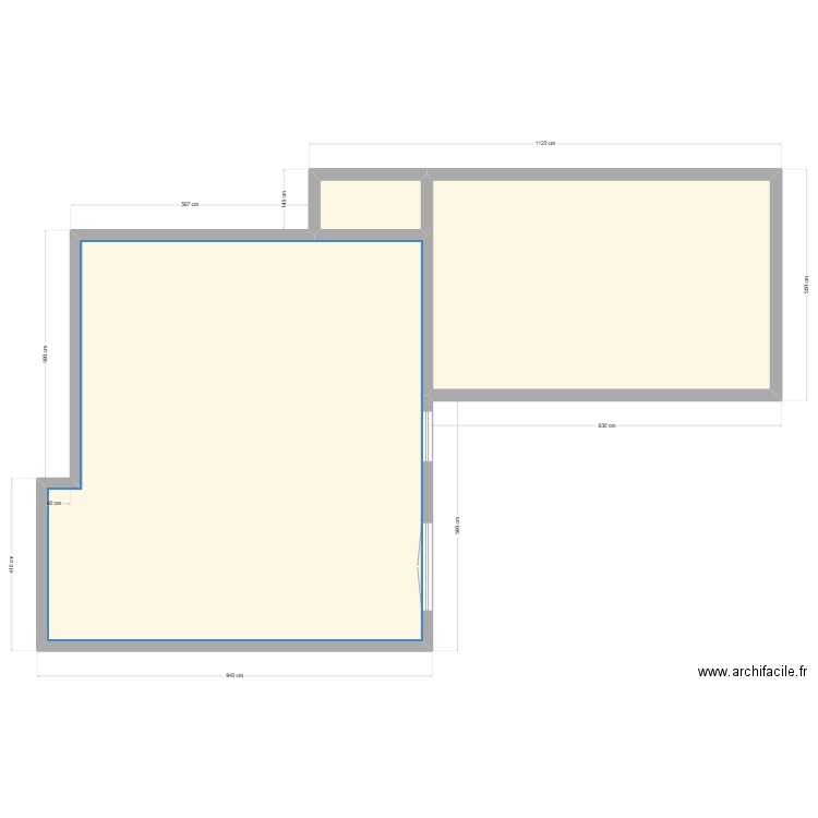 RDC fenetre Apres. Plan de 3 pièces et 123 m2