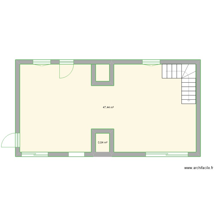 salon. Plan de 2 pièces et 48 m2