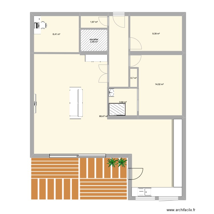 MAISON MERVILLE 1. Plan de 8 pièces et 110 m2