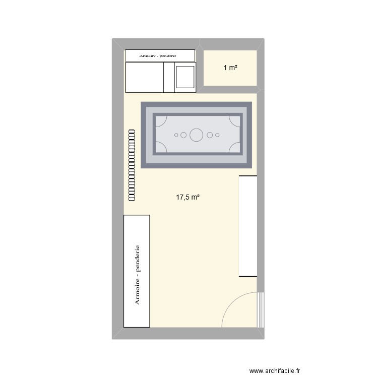 Chambre Luna. Plan de 2 pièces et 19 m2