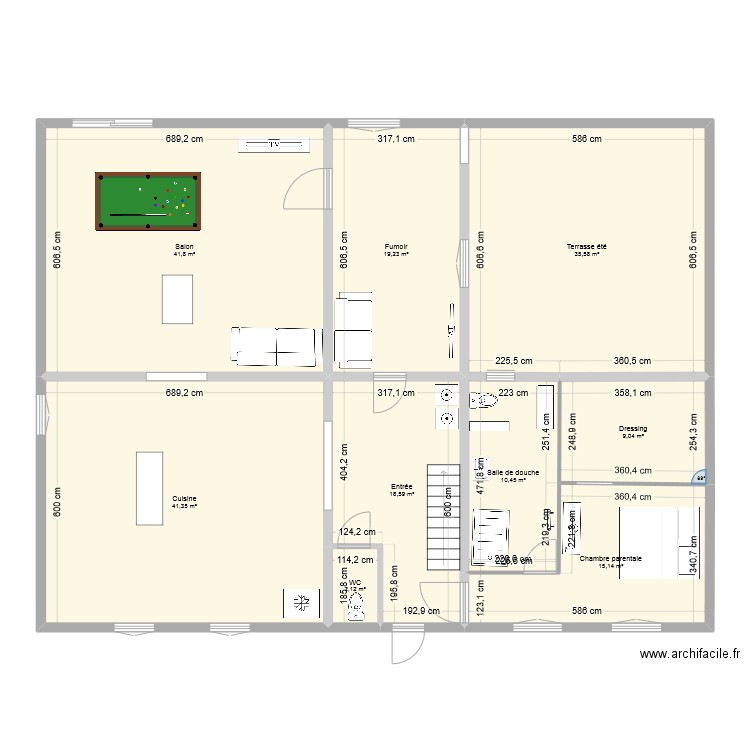 RDC Pommiers . Plan de 9 pièces et 191 m2