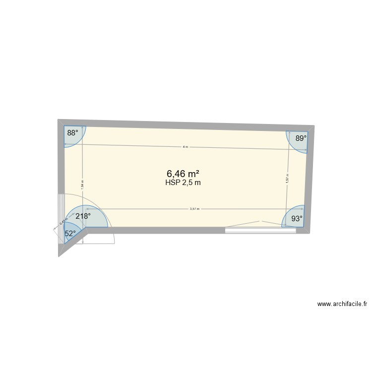 Projet Eecke - SDB. Plan de 1 pièce et 6 m2