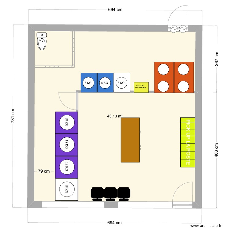 laverie laverie lacanau ocean. Plan de 1 pièce et 43 m2