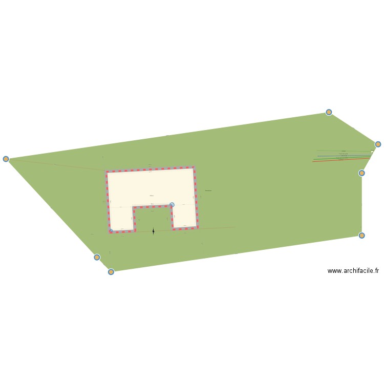 Implantation . Plan de 1 pièce et 121 m2