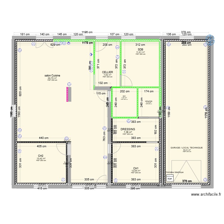 Plan2 Aménagement grange. Plan de 10 pièces et 123 m2