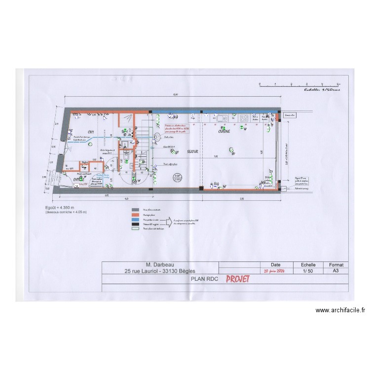 darbeau rdc. Plan de 0 pièce et 0 m2