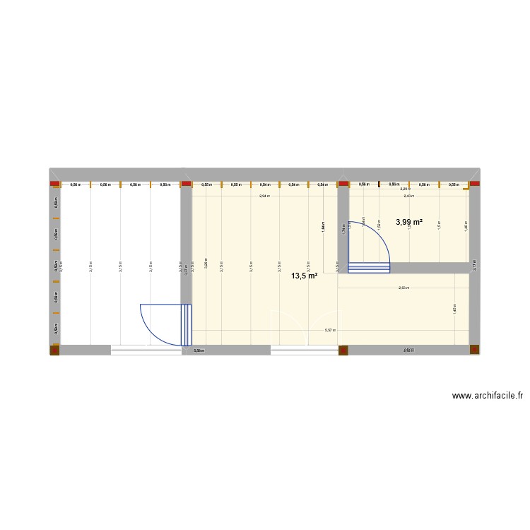 studio. Plan de 3 pièces et 27 m2