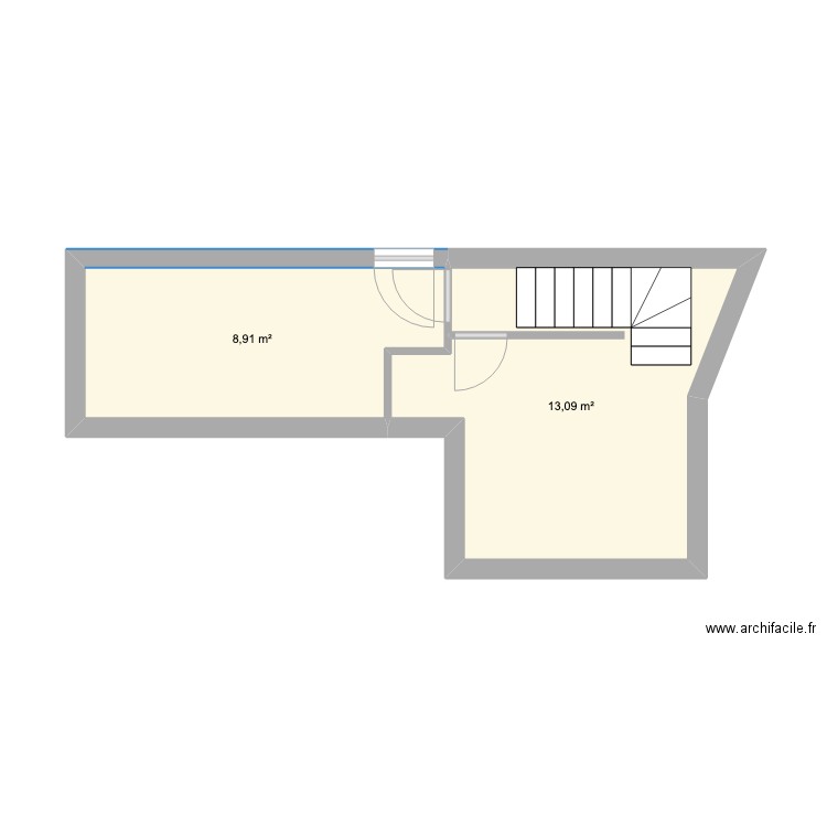 maison. Plan de 2 pièces et 22 m2