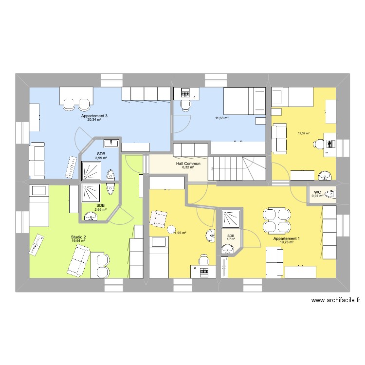 Marc Zolder. Plan de 11 pièces et 111 m2