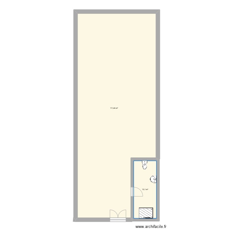 LABO. Plan de 2 pièces et 122 m2