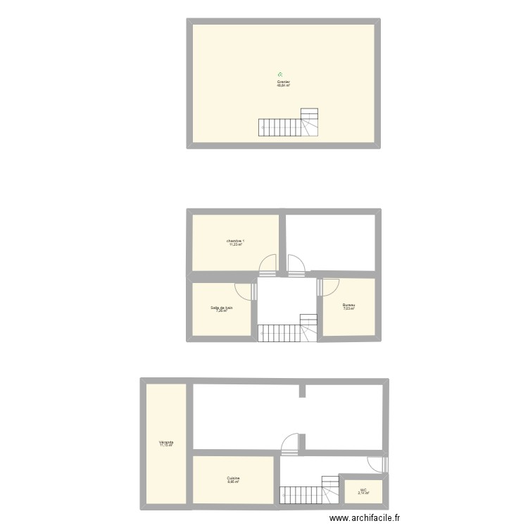 Françoise. Plan de 7 pièces et 97 m2