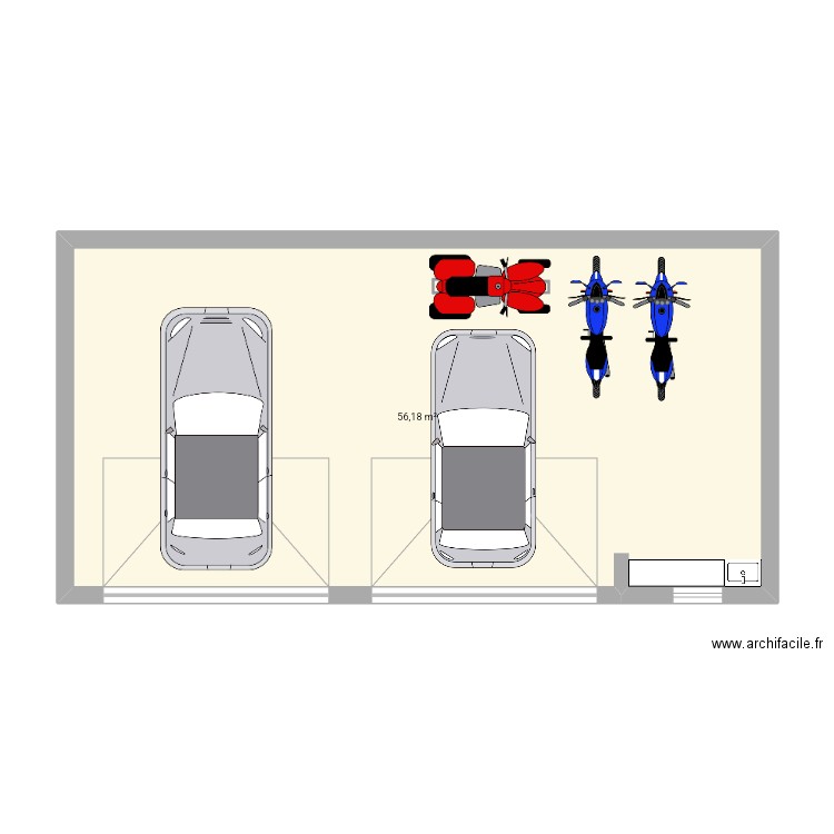 Garage peyrole existant. Plan de 1 pièce et 56 m2