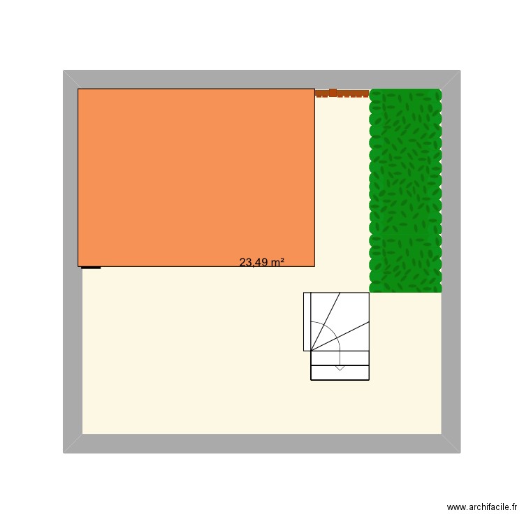 Jardin. Plan de 1 pièce et 23 m2