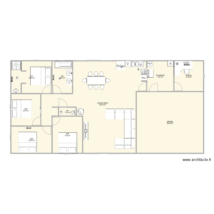 plan maison exercice CAP elec. Plan de 10 pièces et 164 m2