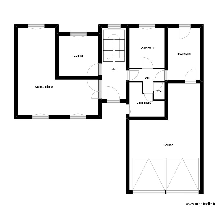 Scaprim RDC. Plan de 9 pièces et 74 m2