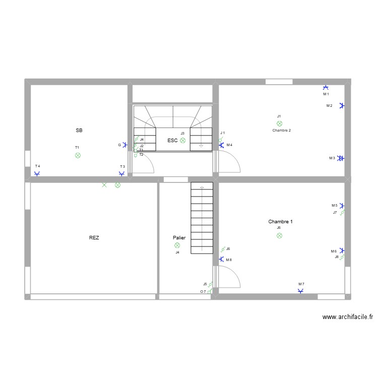 1 etage2. Plan de 7 pièces et 83 m2