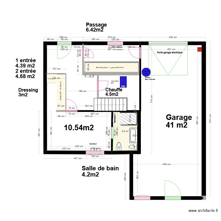 RC f. Plan de 1 pièce et 4 m2