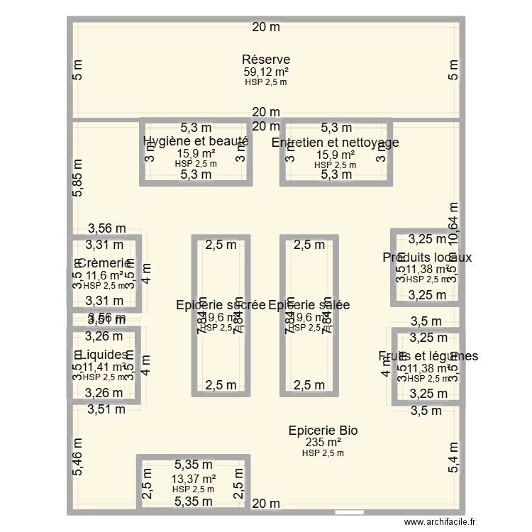 Unité commercial Adam La Porta. Plan de 11 pièces et 589 m2