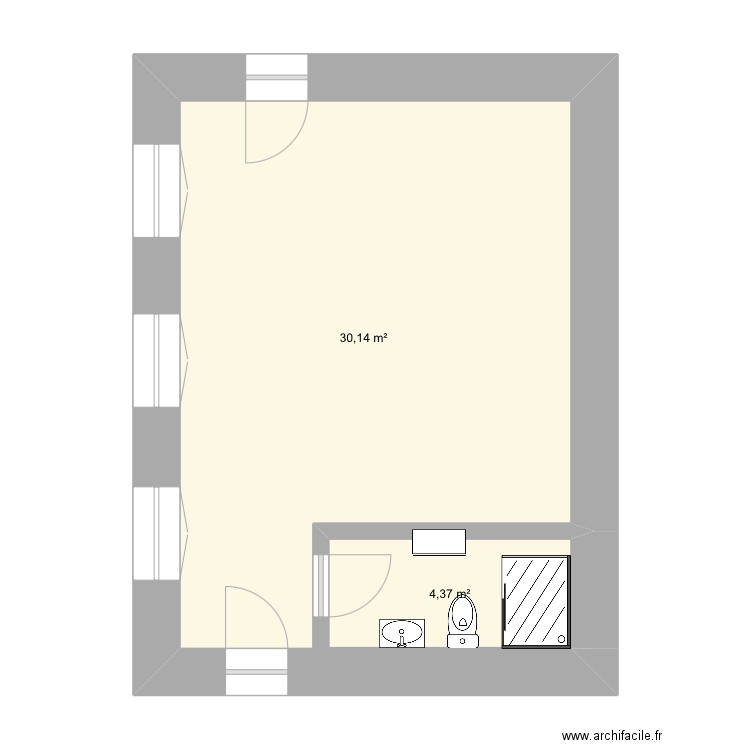 Expo rénovation 03-2025. Plan de 2 pièces et 35 m2