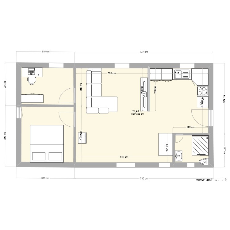 Appart (martin modifs octobre). Plan de 4 pièces et 49 m2