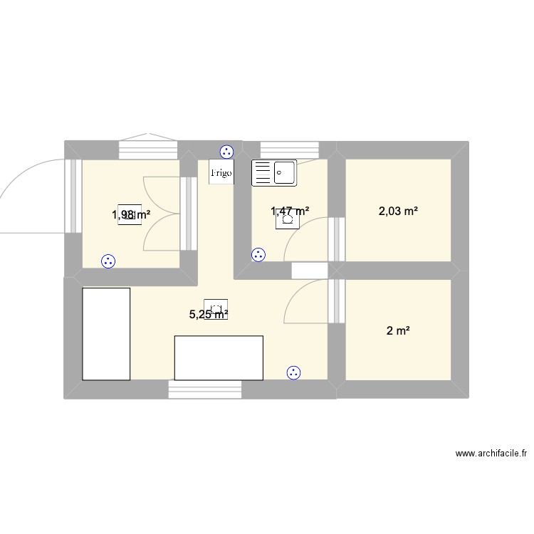 fromagerie rox. Plan de 5 pièces et 13 m2