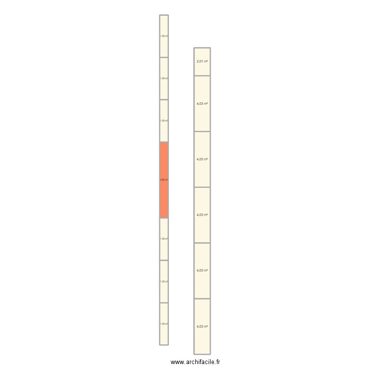 ALS Code2. Plan de 13 pièces et 35 m2