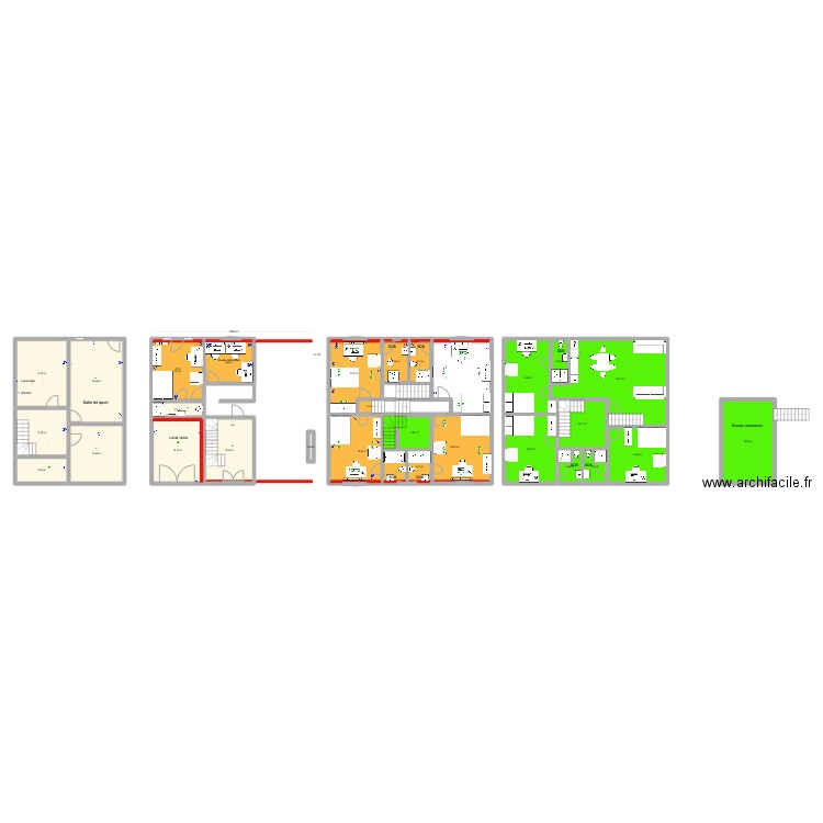 Hambursin 23 techniques. Plan de 28 pièces et 324 m2