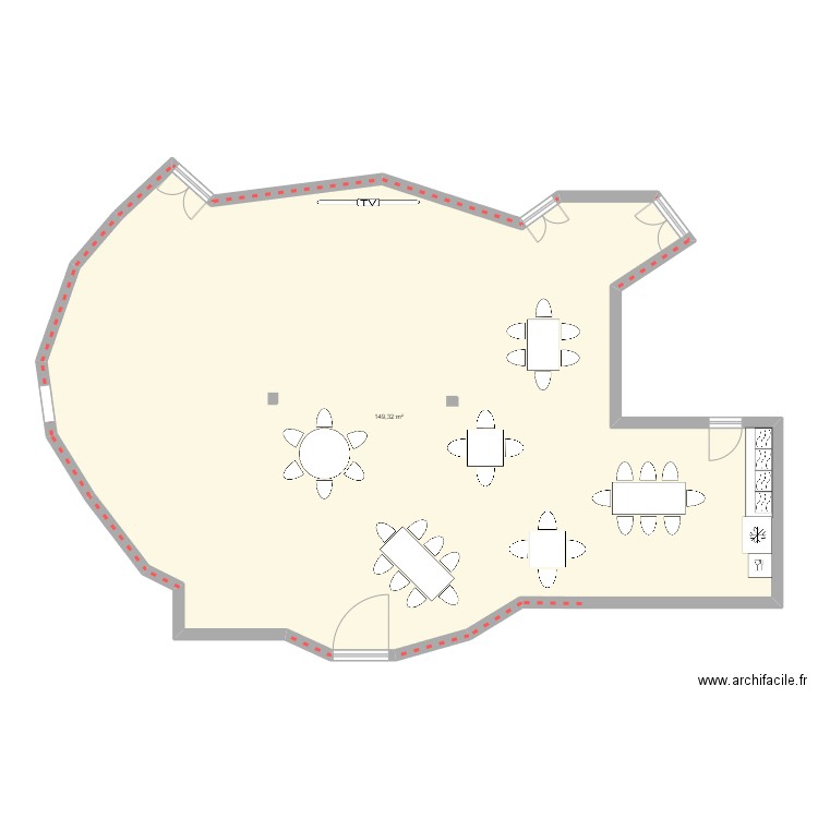 Réfectoire 1. Plan de 1 pièce et 149 m2