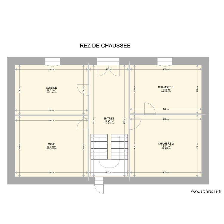 Condamine RDC. Plan de 5 pièces et 92 m2