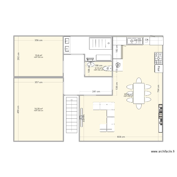 Pagny vierge. Plan de 4 pièces et 65 m2