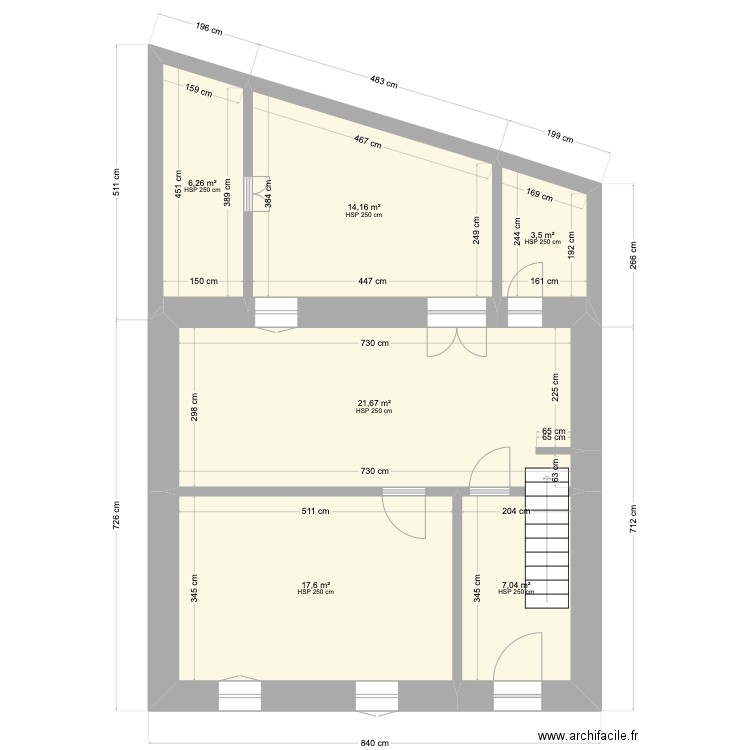 Bonneveine RDC global plan. Plan de 6 pièces et 70 m2