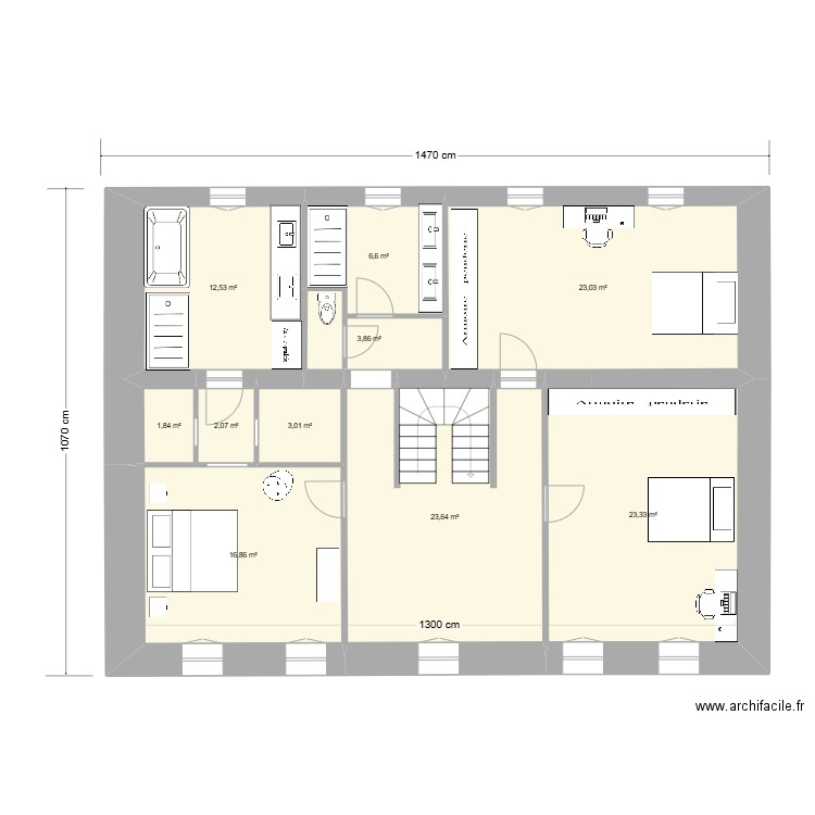 CAROLE & LUDO   PROJET  1° E. Plan de 10 pièces et 117 m2