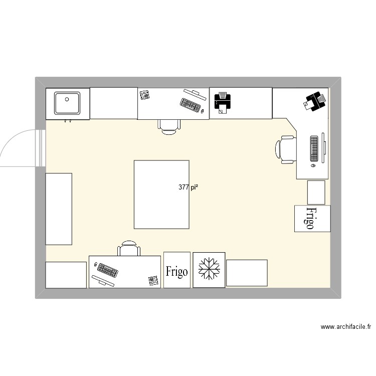 nnnn. Plan de 1 pièce et 35 m2