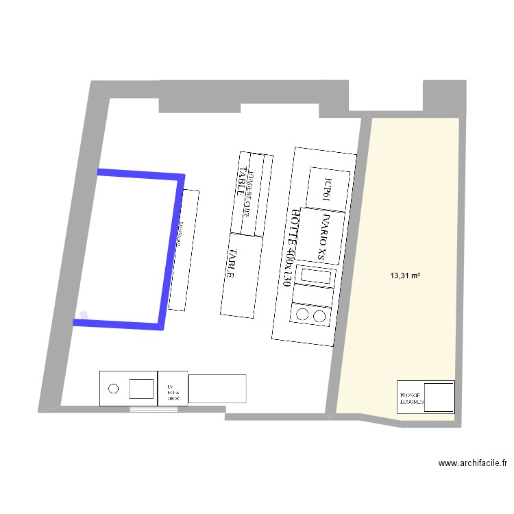 OSTAL CAUSSE. Plan de 1 pièce et 13 m2