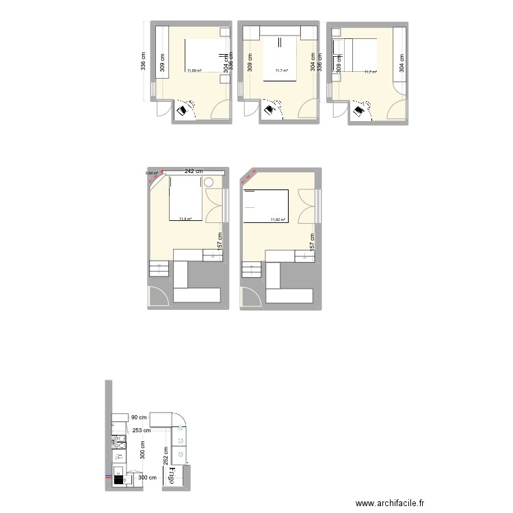 CHAMBRE MATHEO. Plan de 10 pièces et 68 m2